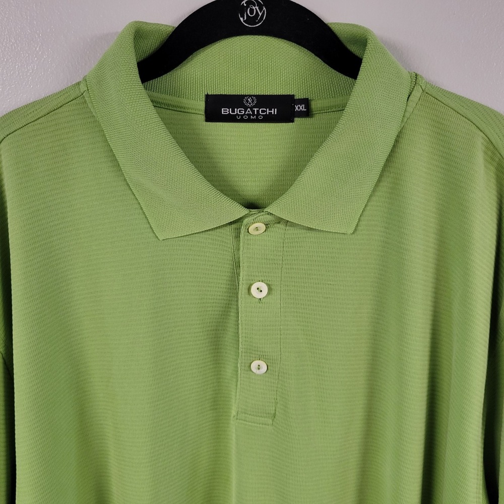 BUGATCHI UOMO Mens‎ Green Textured Polo Shirt XXL